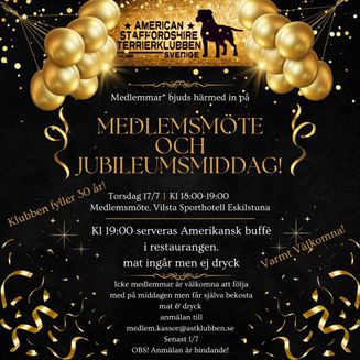 Medlemsmöte och jubileumsmiddag!
